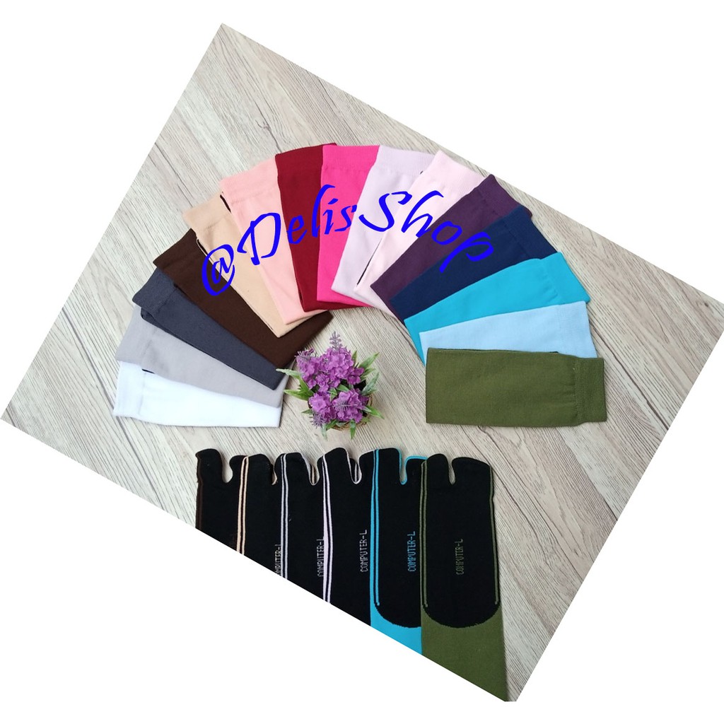 (TERMURAH) KAOS KAKI JEMPOL NILON MOTIF POLOS MUSLIMAH DEWASA TELAPAK HITAM/JEMPOL POLOS TAPAK HITAM-4