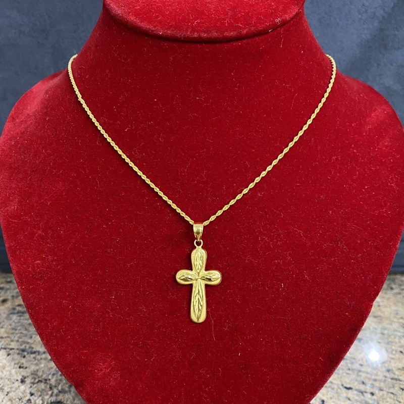 Kalung Set Liontin Salib Emas Asli Kadar 700