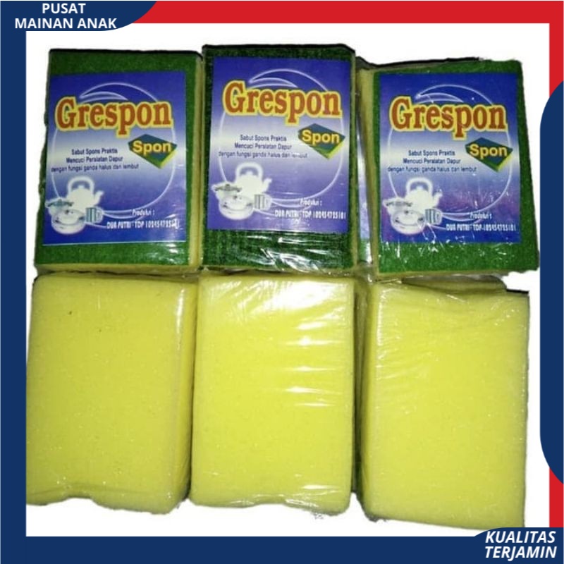 Spon Busa Cuci Piring GRESPON - Spons 2 Sisi Pencuci Alat Dapur Sponge Best Quality