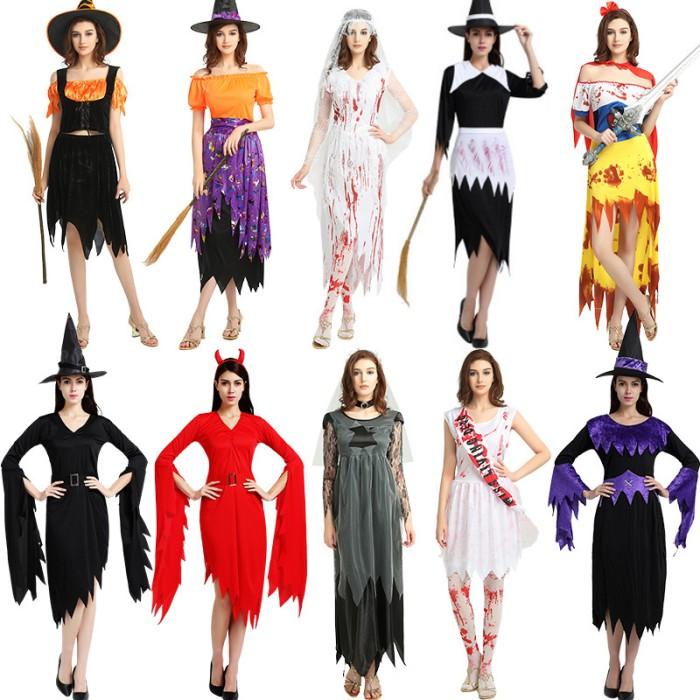Kostum Kostum Halloween Wanita Dewasa Baju Pesta Cosplay Witch Costume Murah