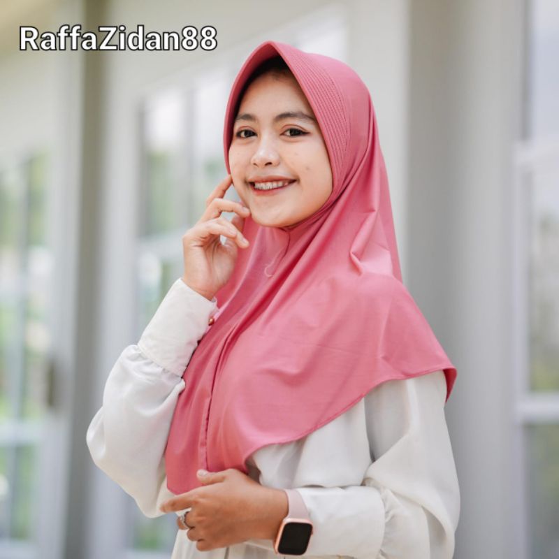 Jilbab Bergo Hamidah Jersey | Bergo Sport Jersey Premium | Kerudung Sekolah Size M-PINK DW