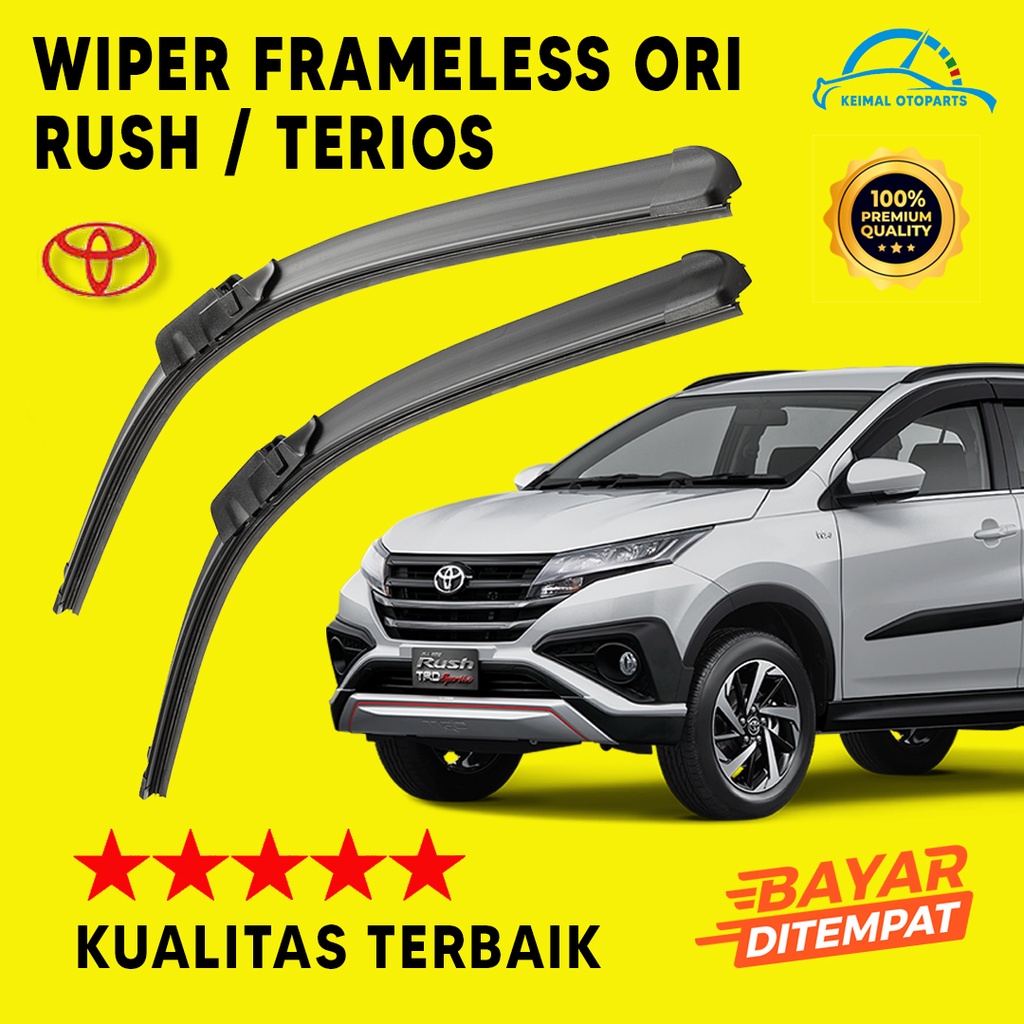 Wiper Rush Terios Sapuan Kaca Mobil Model Frameless Banana Karet 1 Set Ori Variasi Karet Wiper Mobil