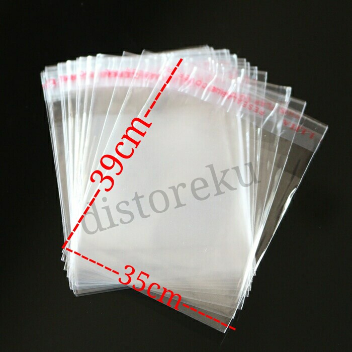 100PC PLASTIK OPP 35X39X03 PLASTIK LEM UNTUK UNDANGAN DAN BAJU MURAH