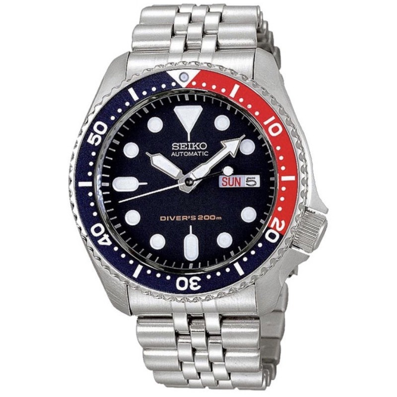 Jam Tangan Seiko SKX009K2 Diver Automatic Stainless Silver Blue Red
