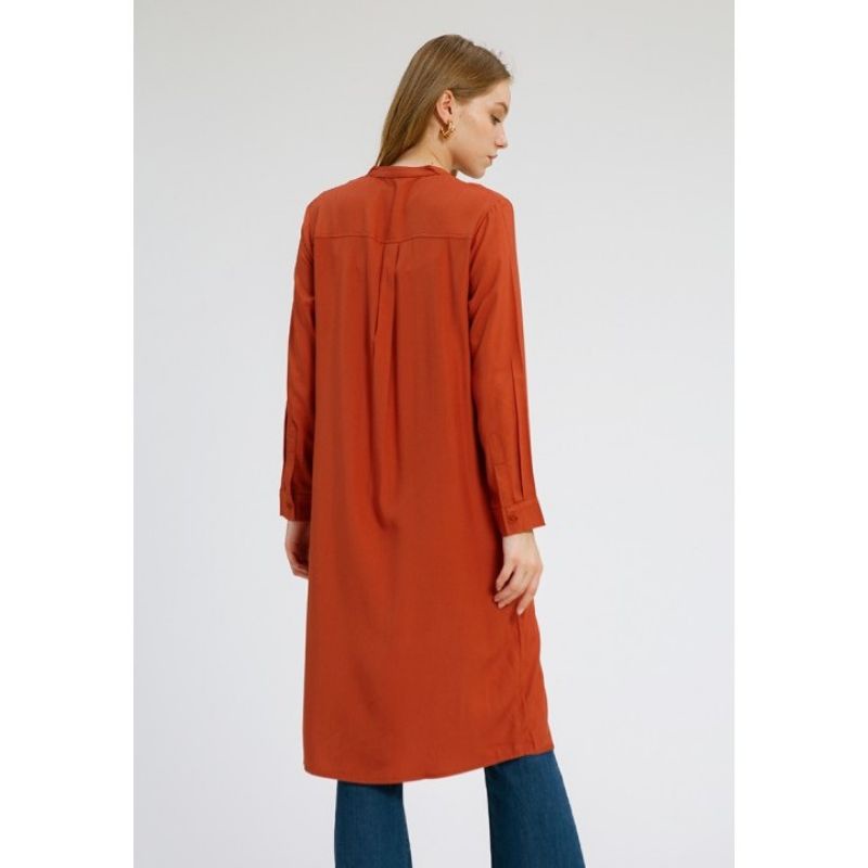 Kemeja Wanita Tunik Dust Kultubai Merah Bata