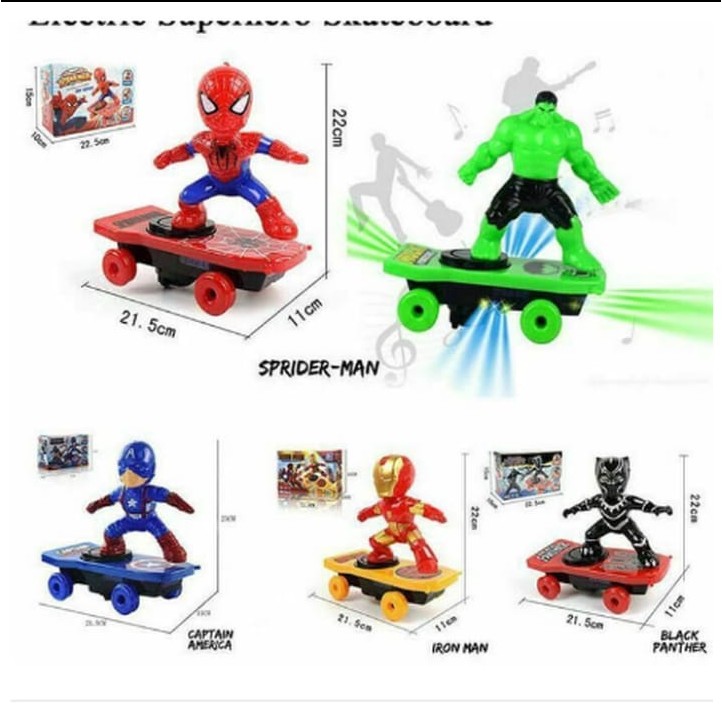 Mainan Skuter Spiderman Avengers Hero Elektrik dengan Musik Lampu LEd