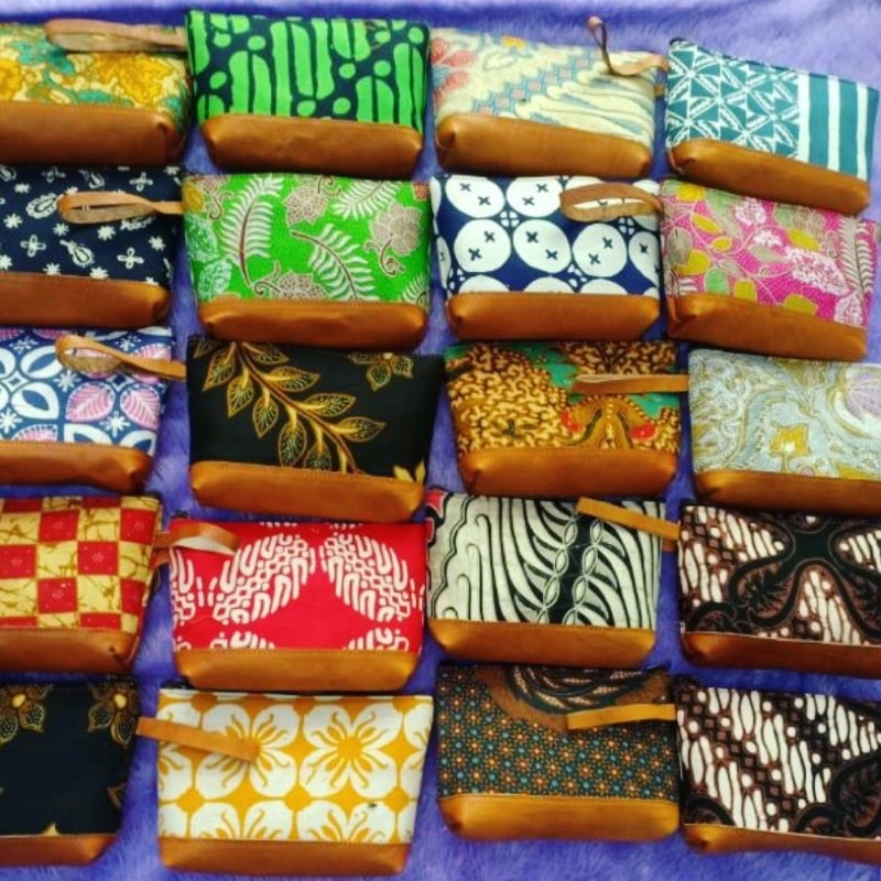 Pouch batik kombinasi kulit/souvenir dompet batik