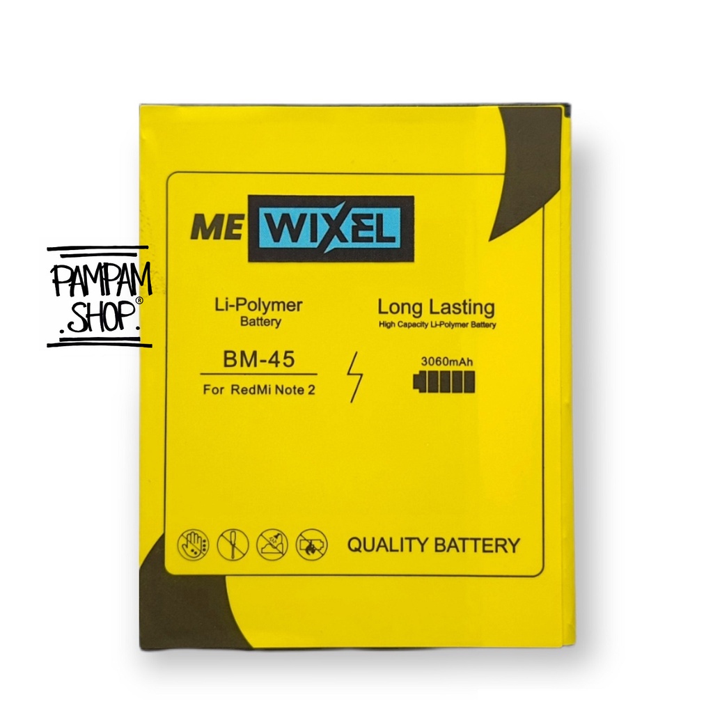 WIXEL ME Baterai XiaoMi BM45 Redmi Note 2 2S Prime Real Capacity Battery Original 100% Ori Batre Batrai HP Handphone BM 45