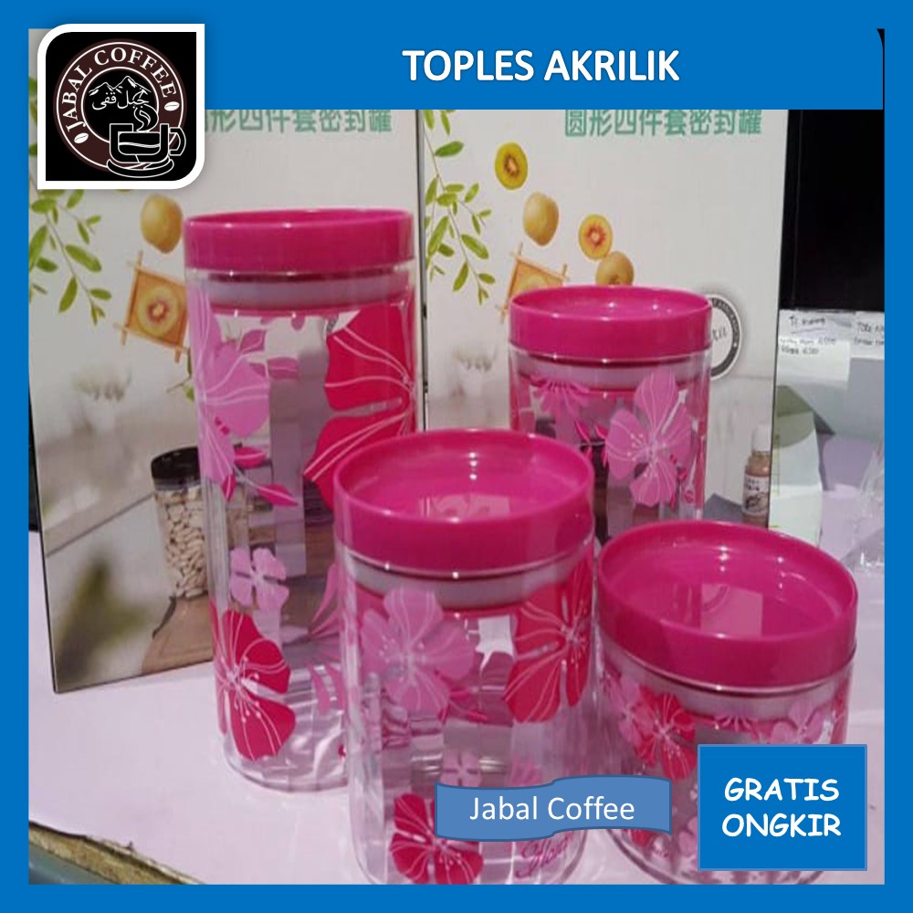 Toples Canister Set Empat / Toples Akrilik Store / Tempat Makanan