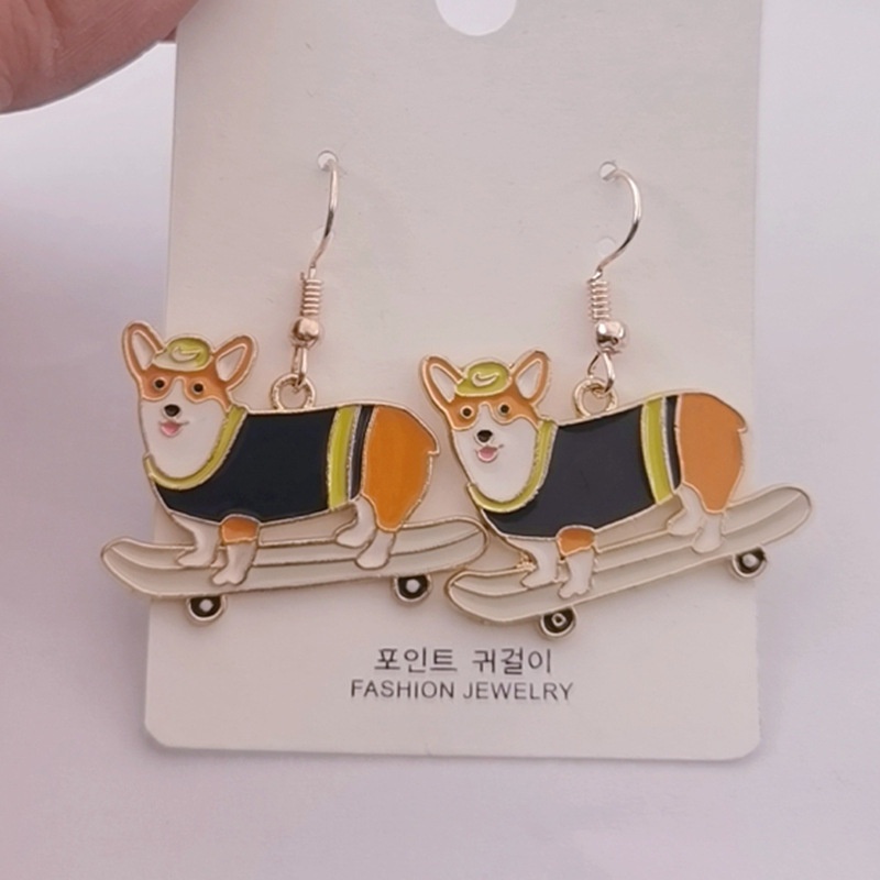 Anting enamel handmade Bentuk Kartun Anjing poodle