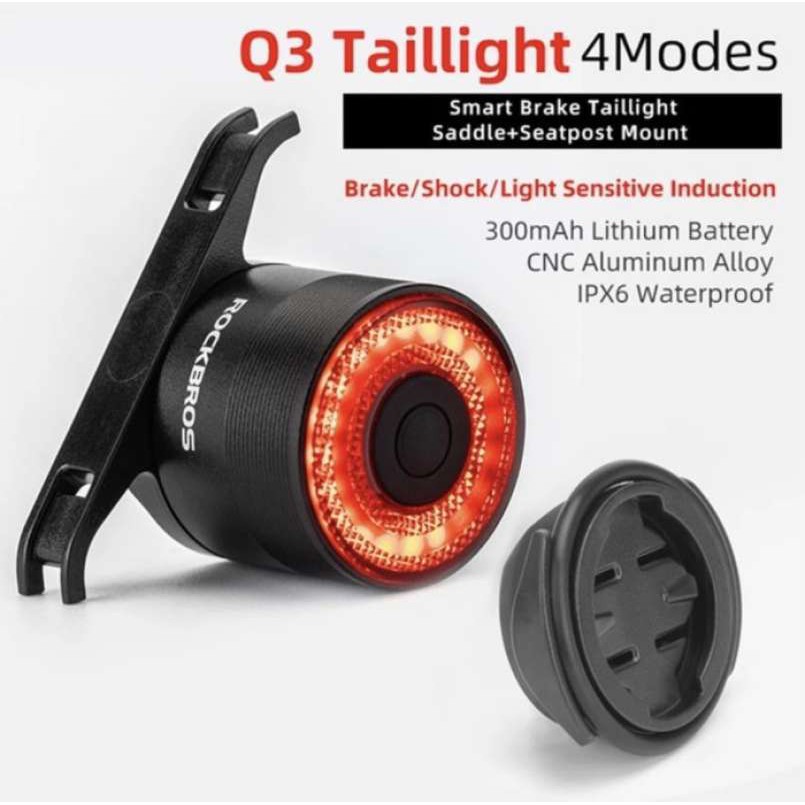 Rockbros Tail Light Sepeda Q3 Smart Bike Lamp