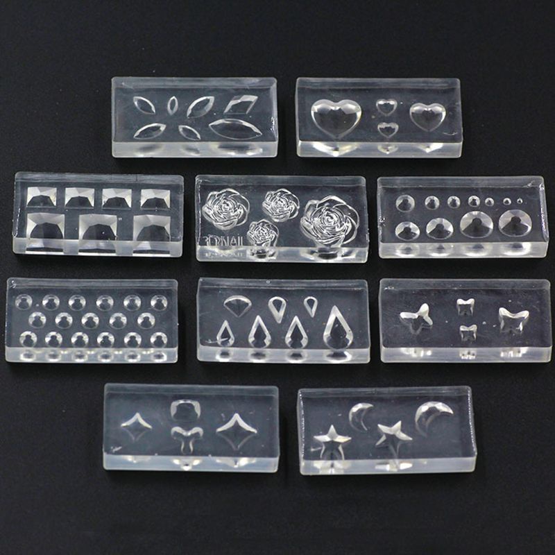 Siy 10pcs Cetakan Silikon Bentuk Daunbunga Untuk Nail Art Uv Gel Akrilik Diy