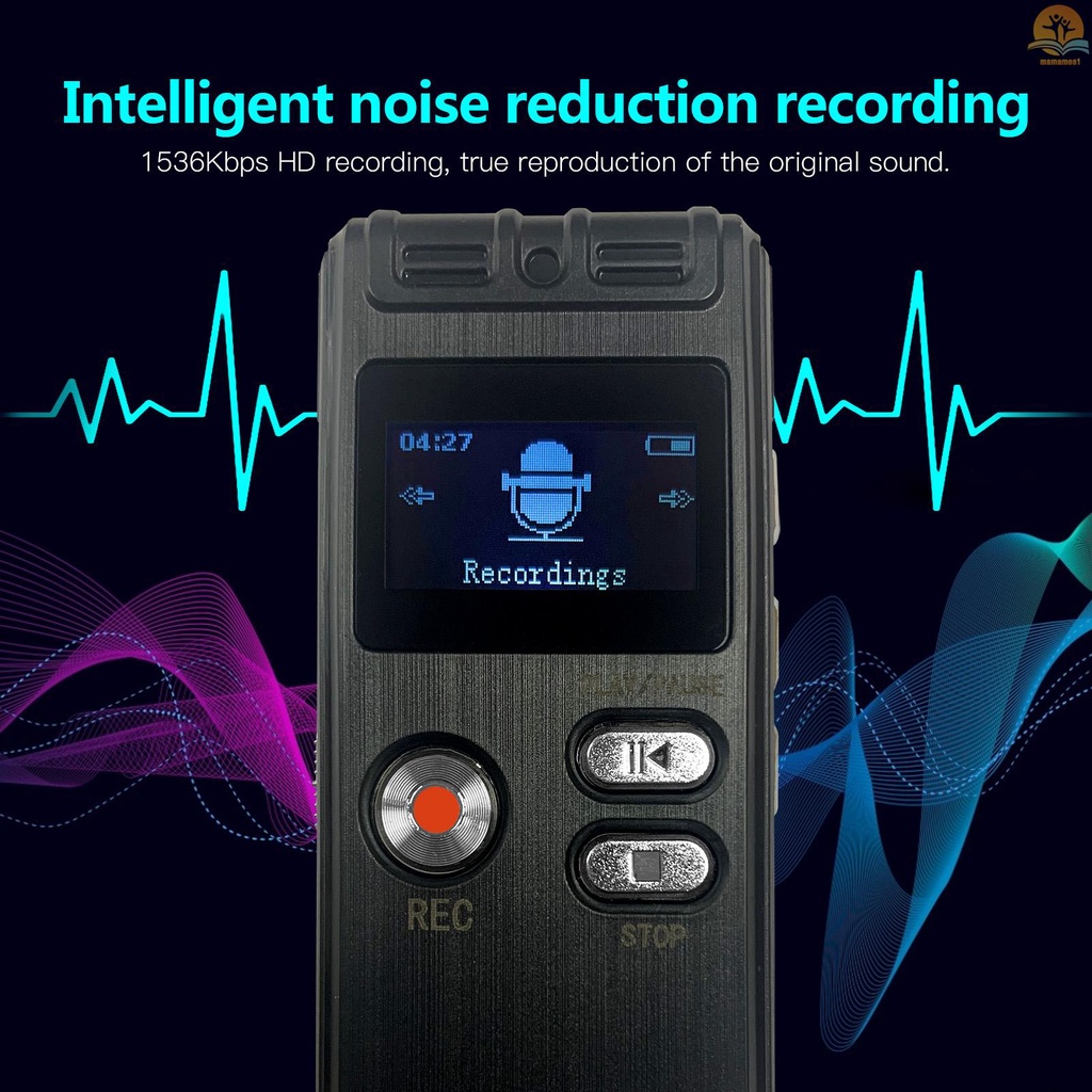 8GB Digital Voice Recorder Voice Activated Recorder MP3 Player 1536Kbps HD Recording Noise Reduction Dual Microphone with OTG Function 8GB Capacity 24 Languages Support Recording Monitoring/Telephone Recording for Meeting Lecture Interview Class