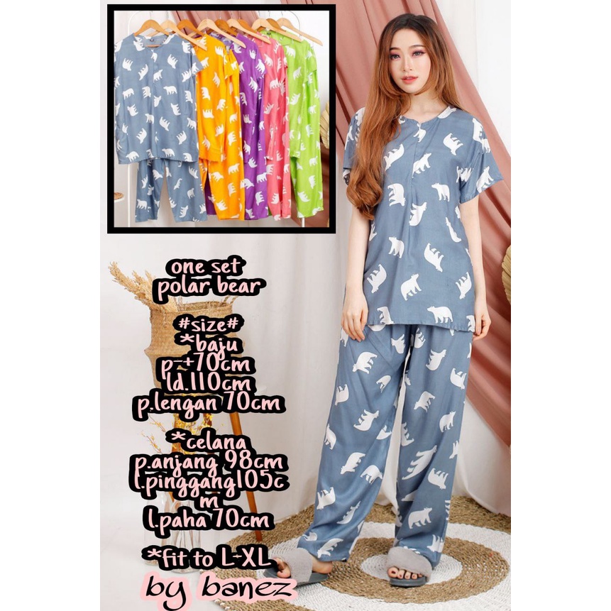 SETELAN CELANA PANJANG POLAR BEAR LD 105 / ONE SET BANEZ / PIYAMA BANEZ