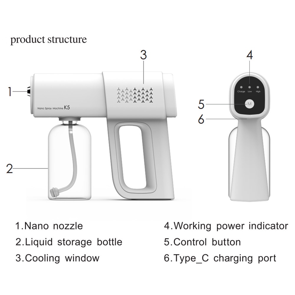 [BELIMART] K5 Nano Spray Gun UV Light Disinfectant 380ml Atomizer Sterilizer Wireless Portable | Semprotan Disinfektan Anti Virus