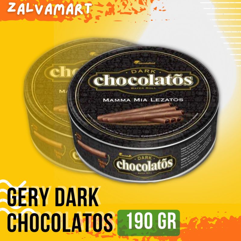 Gery Wafer Roll Chocolatos Dark kaleng kecil 190 gram