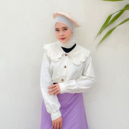 Cherry Blouse Colar ( Kemeja Krah Boneka , Kemeja Korea )