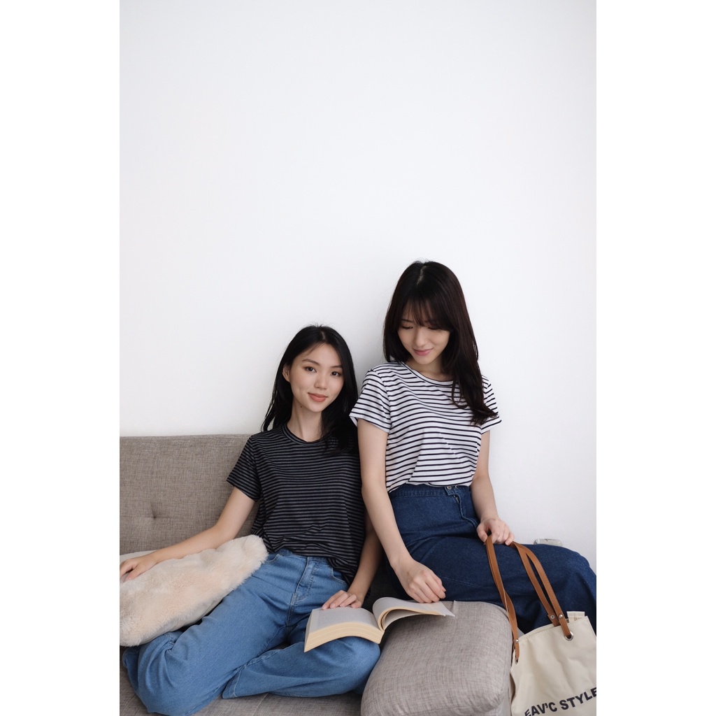 Kadaka T-0419 Basic Tshirt Kaos Wanita Stripes