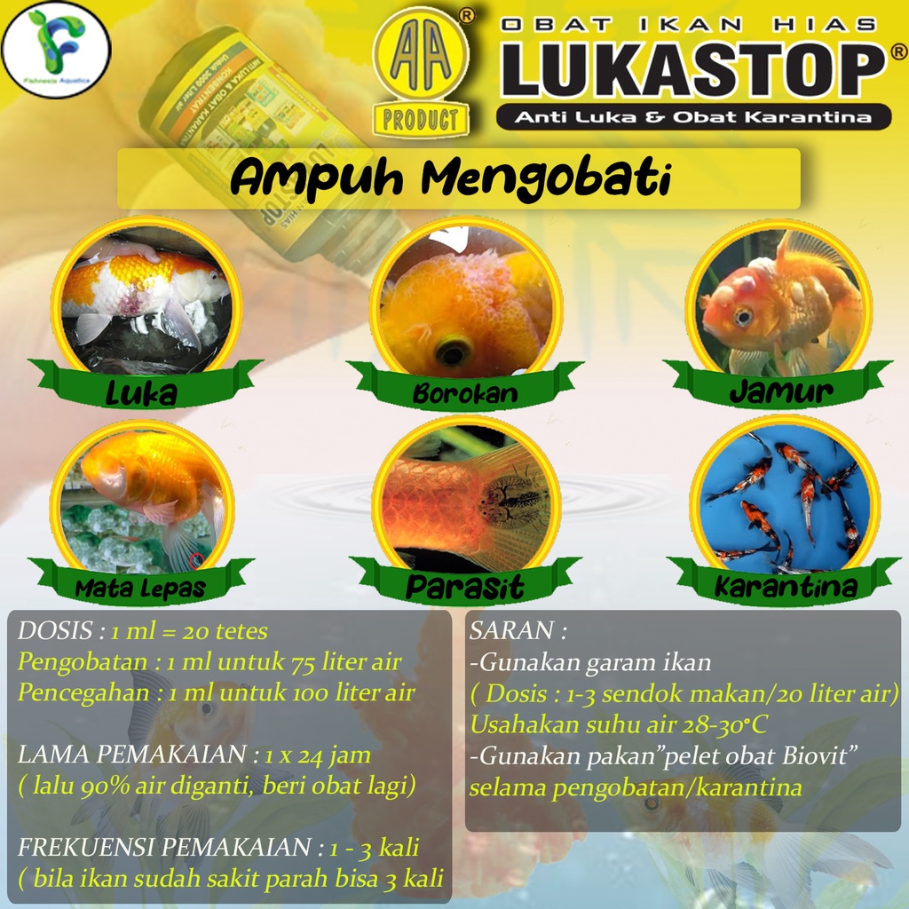 Lukastop 30 ml Obat Ikan luka dan karantina ikan