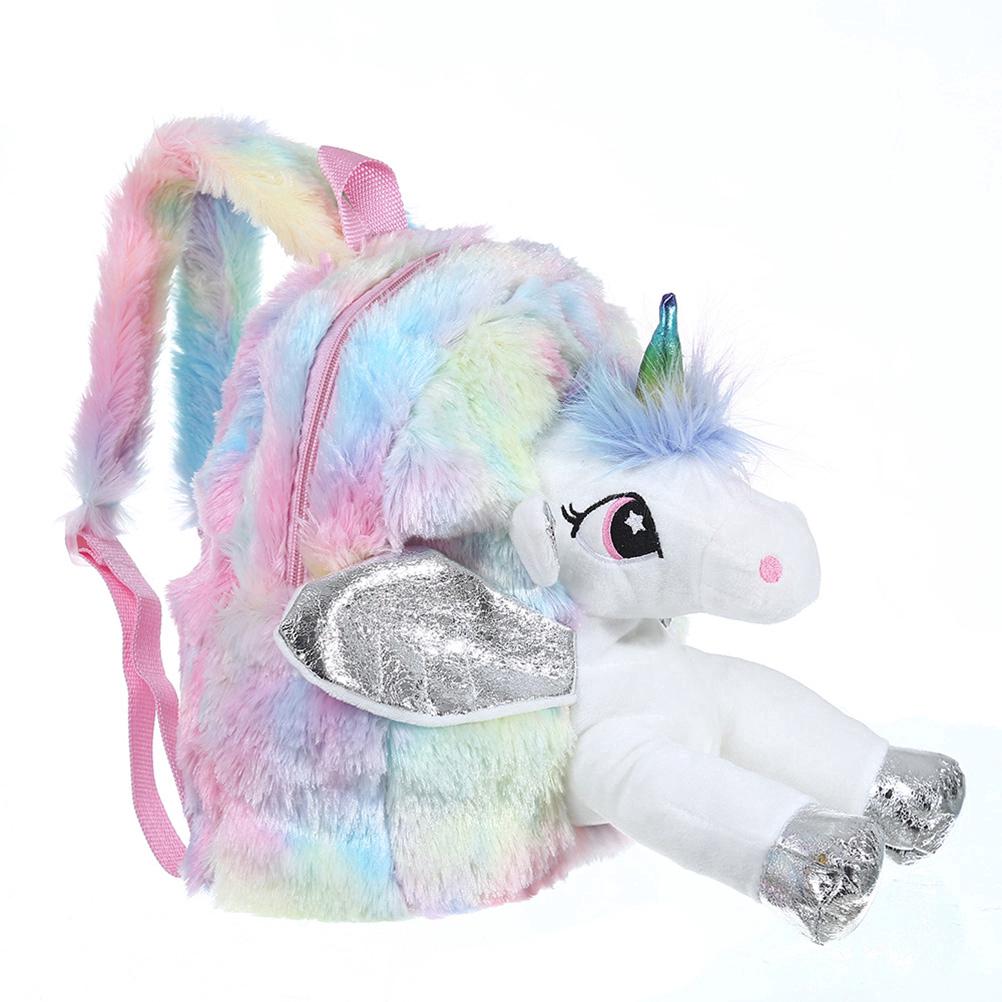  Tas  Ransel Sekolah  Travel Motif Unicorn  3D Bahan Plush 