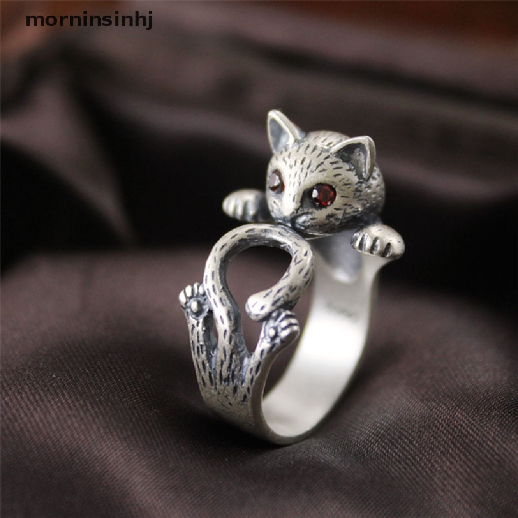 Mornin Cincin Terbuka Adjustable Model Kucing Boho Vintage Untuk Wanita