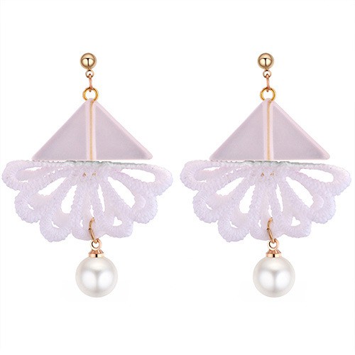 LRC Anting Tusuk Fashion Triangle Shape Decorated Earrings