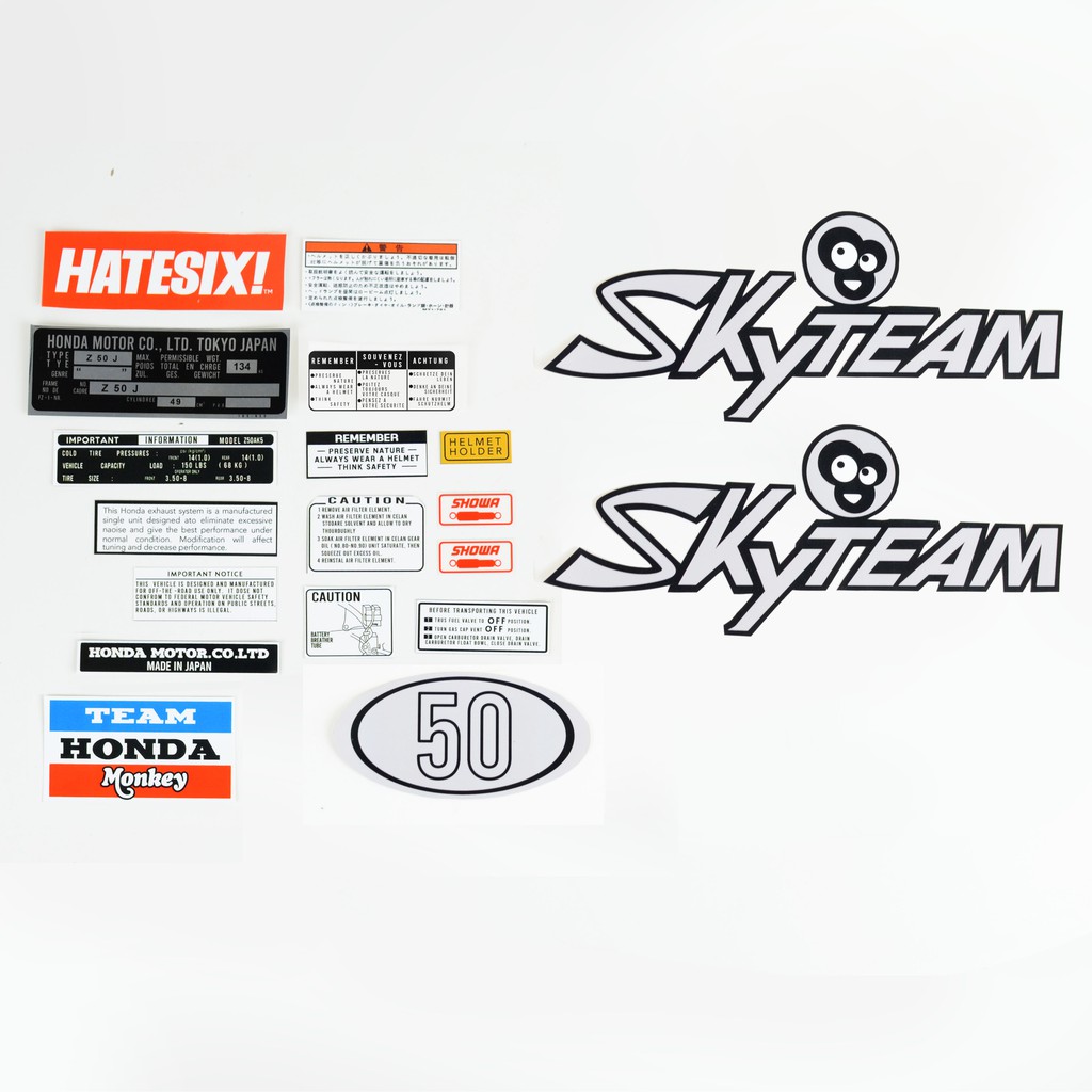 Stiker Decal Tempelan Monkey Z50 Skyteam hatesix