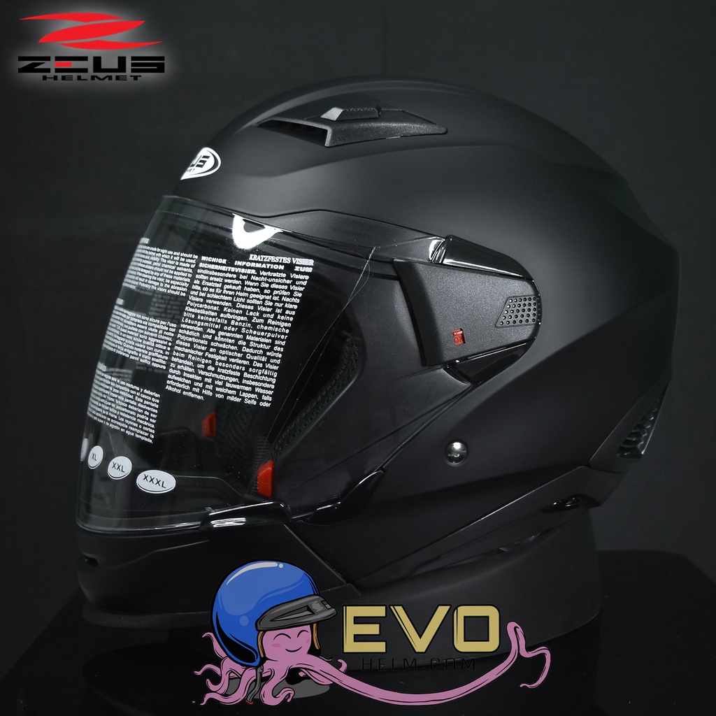 HELM ZEUS ZS611C MATT BLACK DOFF ORIGINAL - HELM ZEUS HALFFACE ZEUS MODULAR ZEUS 611C BLACKDOFF ZS611