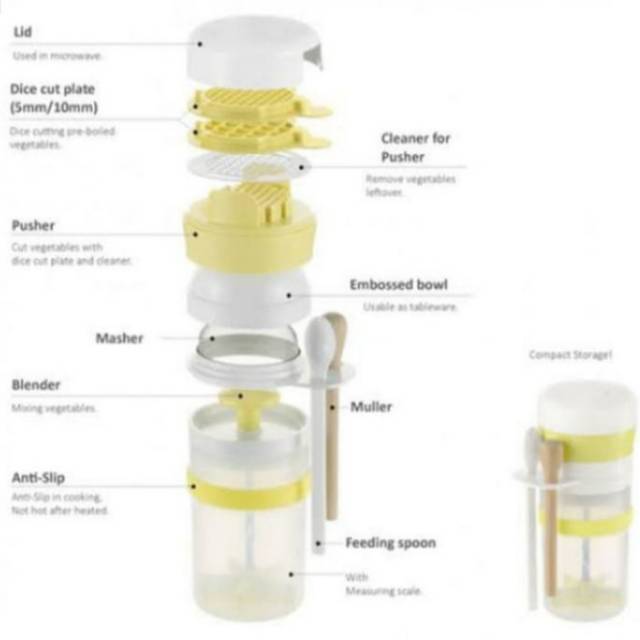 RICHELL Time Saver Easy Weaning  Baby Food Maker for Travel Pengolah MPASI Mortar Strainer