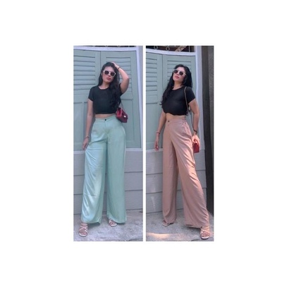 kulot kulot jeans highwaist scuba linen plisket putih wanita jumbo rayon