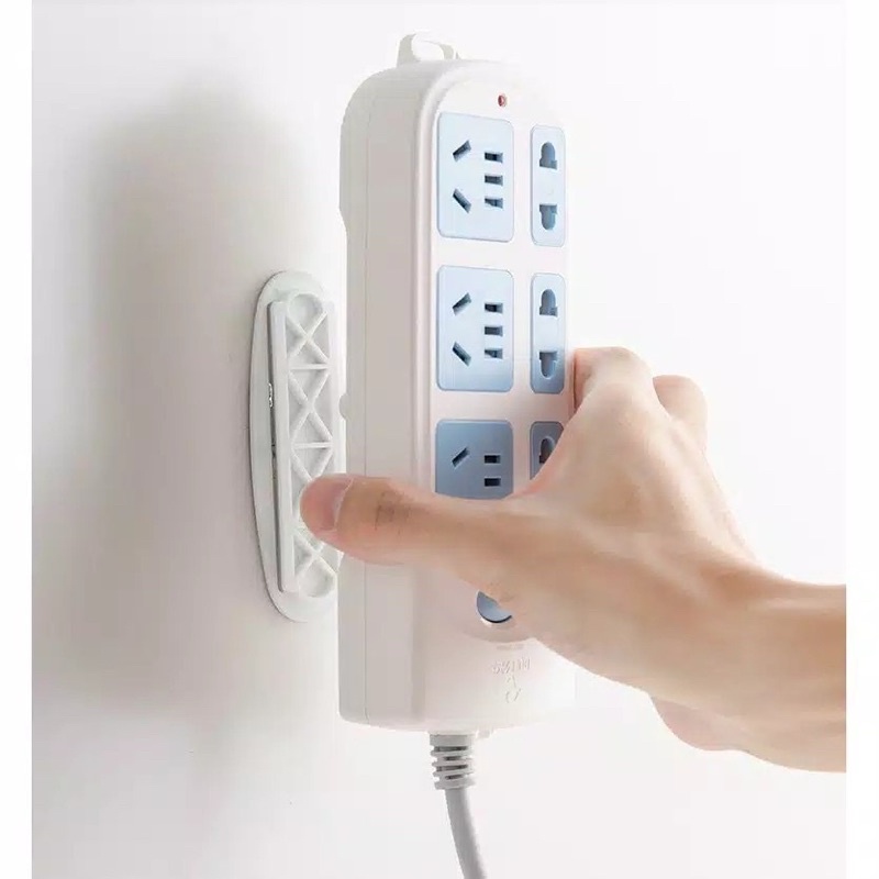 Gantungan Stop Kontak Papan Holder Tempat Tempel Menempel Colokan / Barang di Dinding Serbaguna Power Plug Socket Alat Gantung Perekat Remote TV AC Router Wifi Rak Kabel Extension Tempelan Hook Wall Hanger Organizer Adhesive Strip Slide Sliding