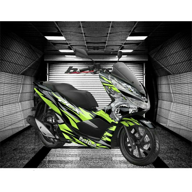 sticker decal pcx 150 grafis hijau wolf
