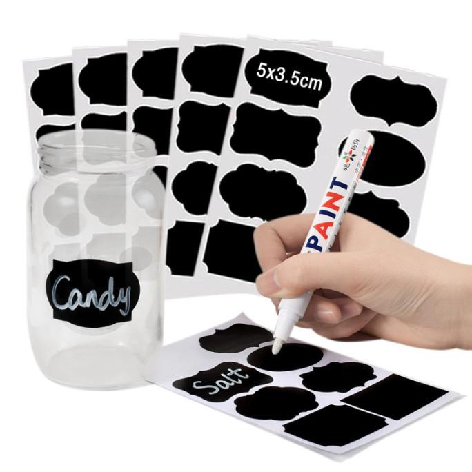 

Best Seller] Stiker Label Blackboard Papan Tulis Removable 5 Pcs + Pen ( Hitam )