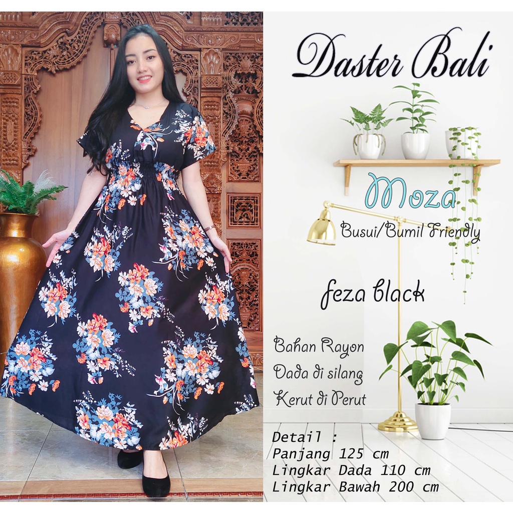 DASTER MOZA PRINT | BALI LONGDRESS-MOZA FEZA BLACK