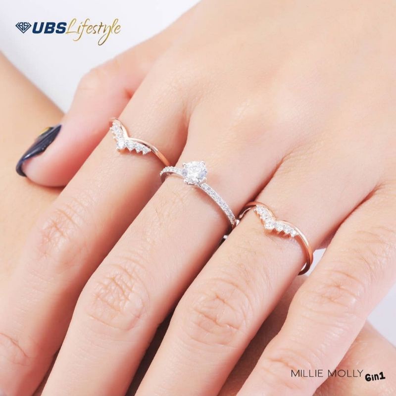 Cincin 6 in 1 variasi mata putih UBS kadar 375 8K