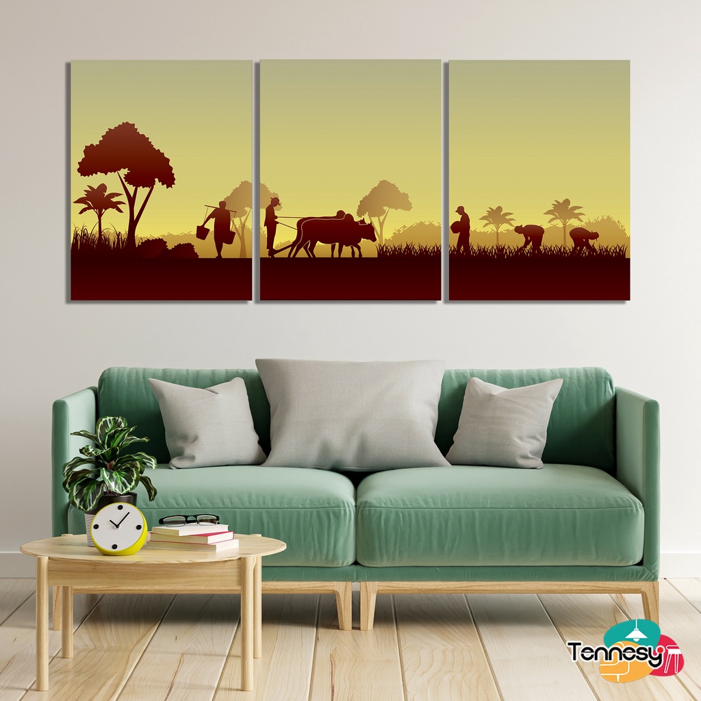 TENNESY HIASAN DINDING FULLSET PEMANDANGAN DESA VILLAGE 15x20 WALL DECOR PAJANGAN KAYU POSTER DEKORASI DINDING RUMAH KAMAR TIDUR