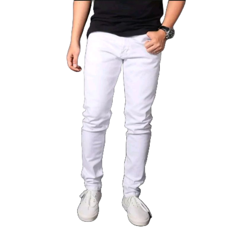 Celana Jeans Panjang Pria Warna Putih Bersih Skinny