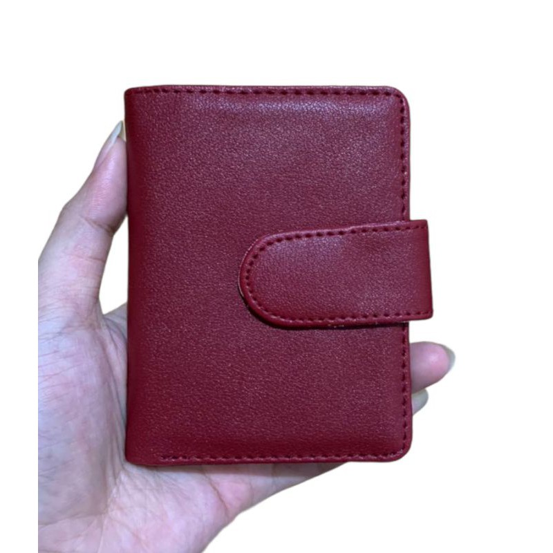 Dompet kartu kancing kulit polos card holder dompet pria / wanita