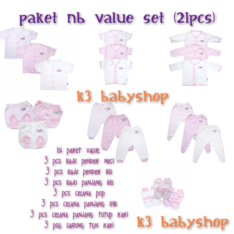 Paket baju bayi newborn Fluffy Pink NB value set baju bayi kado lahiran baby gift set hampers SNI paket lengkap murah