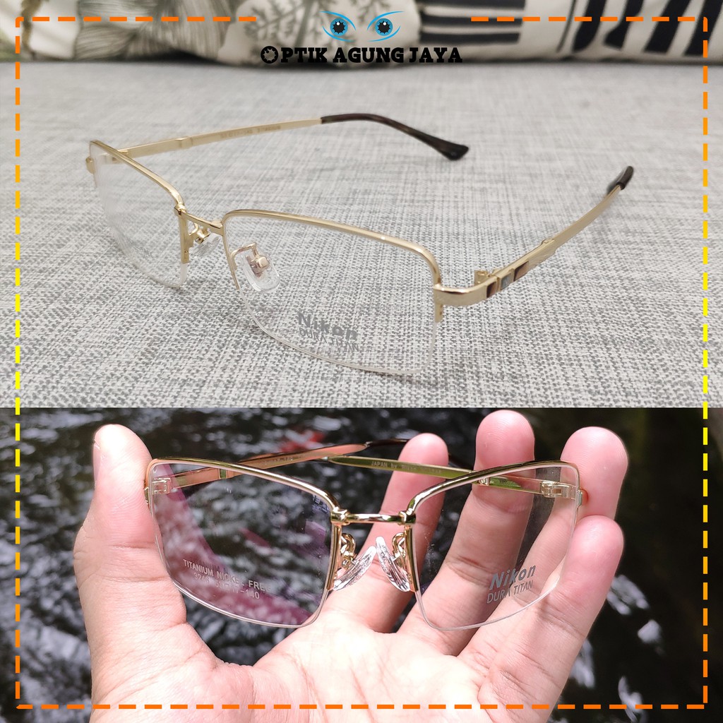 LIMITED (GRATIS LENSA) Frame Kacamata Minus atau Plus Half Frame Nikon Titanium | LENTUR