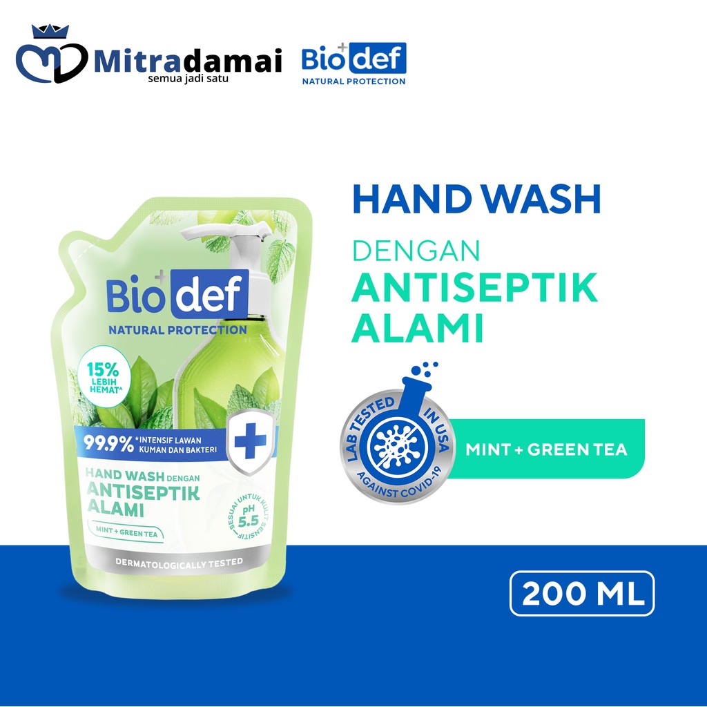 BIODEF Natural Protection Hand Wash Refil 200 ml (Sabun Cuci Tangan Cair)