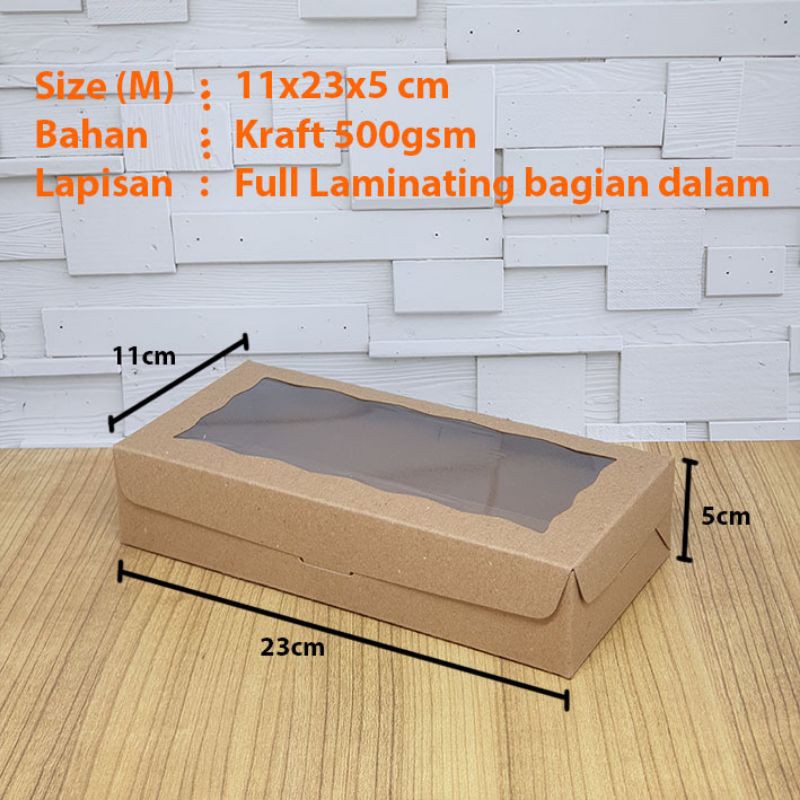 

Box / Dus / Kotak kue brownies laminasi Size M (11x23x5)