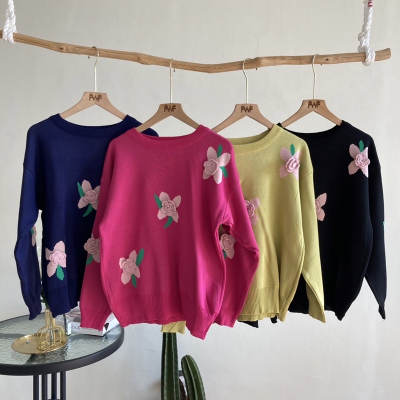 Alea Knit Sweater / Baju Atasan Sweater Rajut Wanita Import