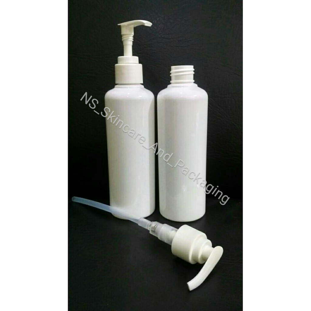 Botol pump 250ml natural - putih / Botol pump 250ml bening - putih