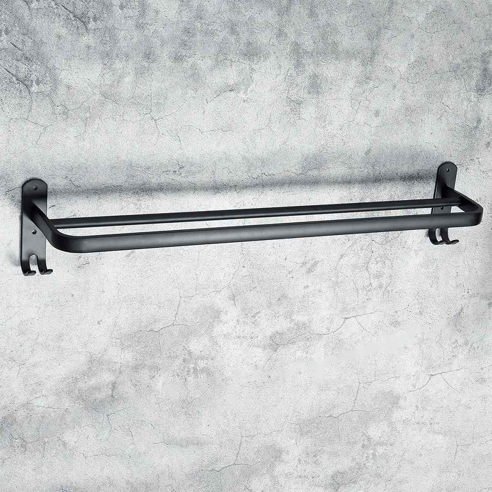 Rak Gantungan Single Layer Handuk Kamar Mandi Bathroom Towel Holder Hook Mur Hitam