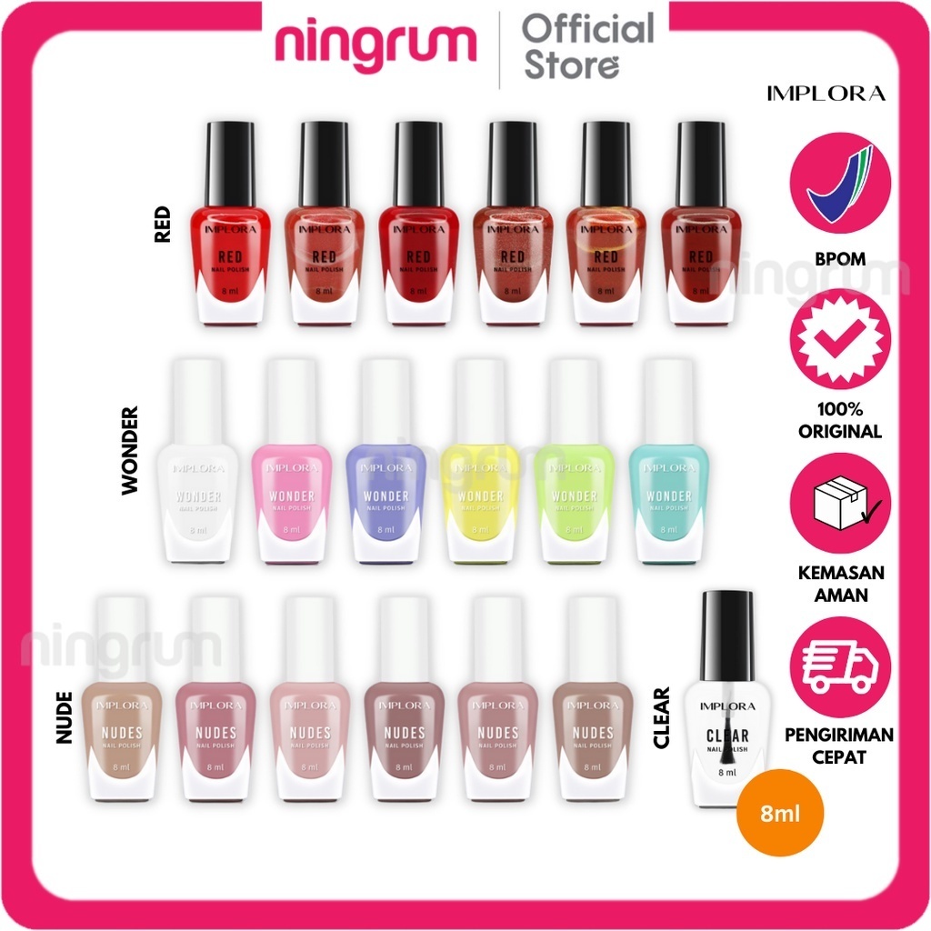 Ningrum NEW Implora Nail Polish | WAJIB BACA DESKRIPSI | Implora Nail Polish Nudes | Implora Nail Polish Clear | Implora Nail Polish Wonder | Implora Nail Polish Red | Kutek Implora | Kutek Kuku 100% Original BPOM - 5118