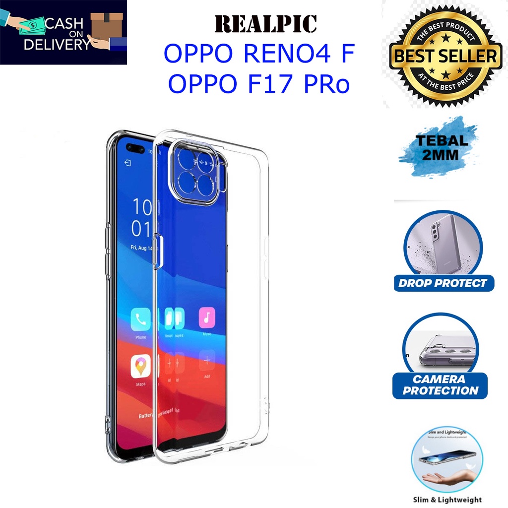 Case OPPO RENO4 F / OPPO F17 PRo Casing Clear HD KETEBALAN 2MM BENING TRANSPARAN TPU Premium Softcase1