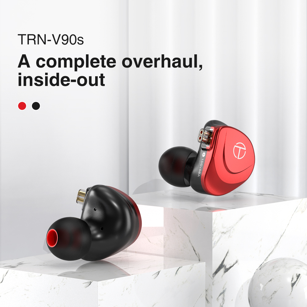 Trn V90S Earphone In Ear Hifi Bass 5ba + 1ddd Dengan Kabel Tembaga