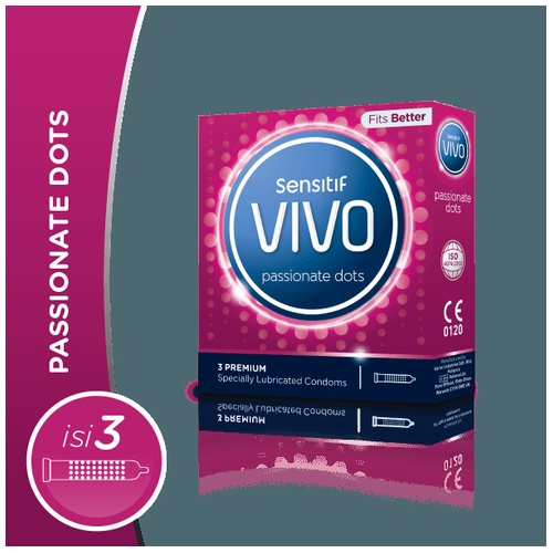 Kondom VIVO PASSIONATE DOTS isi 3 Pcs / Alat Kontrasepsi