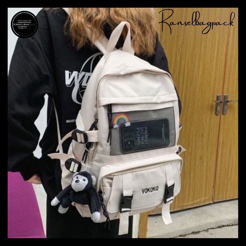 Tas Ransel - Backpack Kanvas Punggung Bahu Simple Kekinian Model Casual Termurah Terbaru Korea Remaja Travel Baru Pria Wanita Cewek Cowok